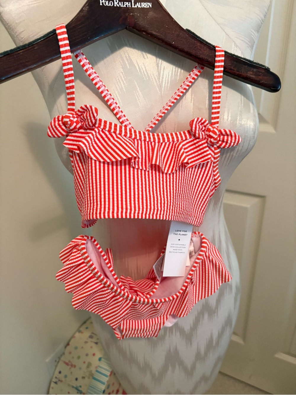 Janie and Jack Orange White Striped Ruffle Girls' Bikini nwt size 4 $46